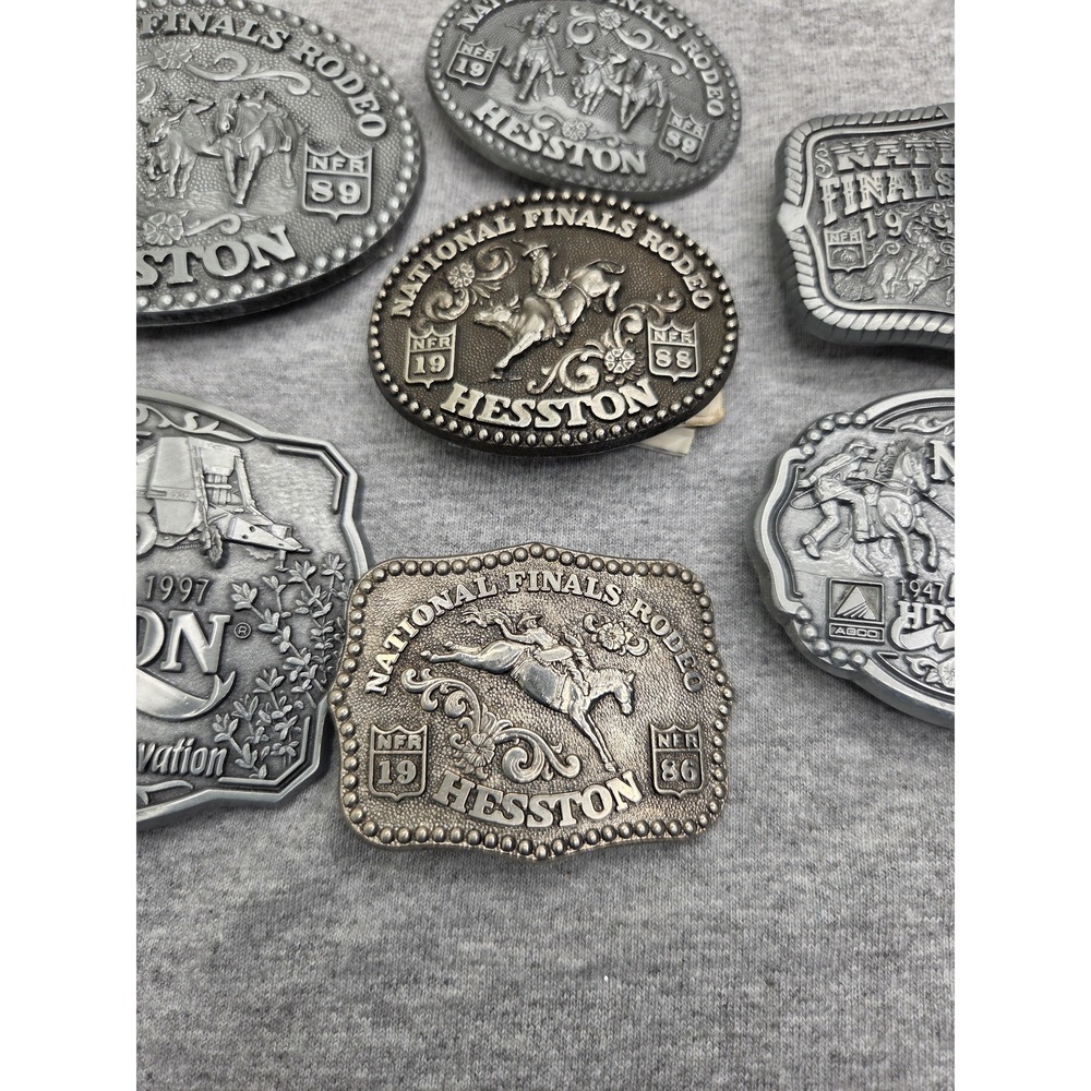 Lot of 7 National Finals Rodeo Belt Buckles 1986 1988 1989 1999 Hesston NFR - Picture 9 of 13